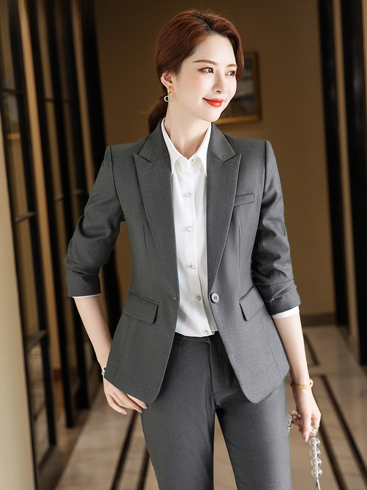 Women Formal Wear For Interview - Setelan Jas Abu-abu untuk Wanita Musim