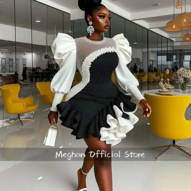 Women Formal Wear Black And White - Gaun Prom Pendek Hitam Putih Aso
