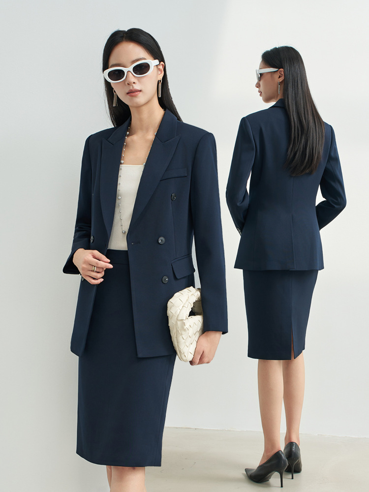 Women Formal Wear For Interview - Setelan Rok Profesional Biru Dongker untuk