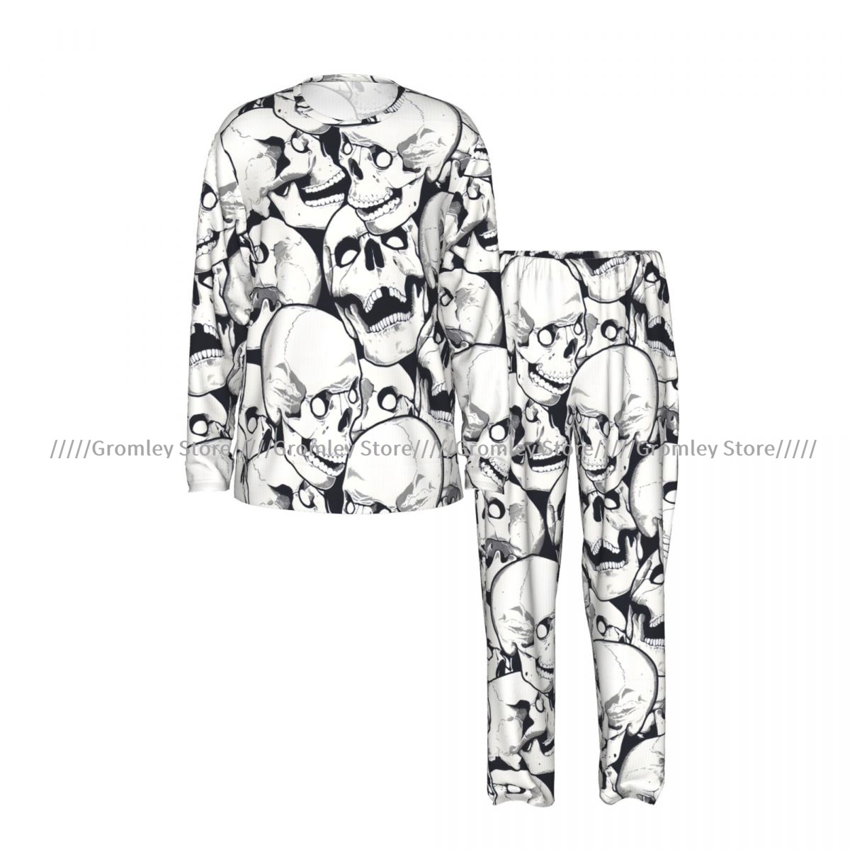 Set Piyama Pria Motif Tengkora - Monochrome Suit Set ulasan dan harga