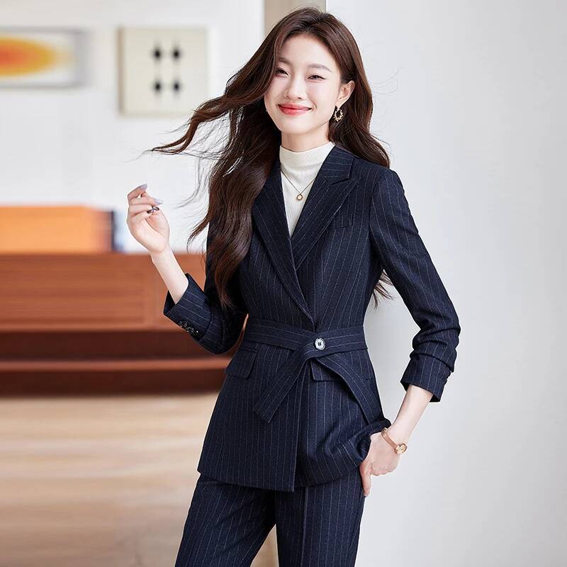 Setelan Celana Formal Bergaris - Women Formal Wear For Interview ulasan dan harga