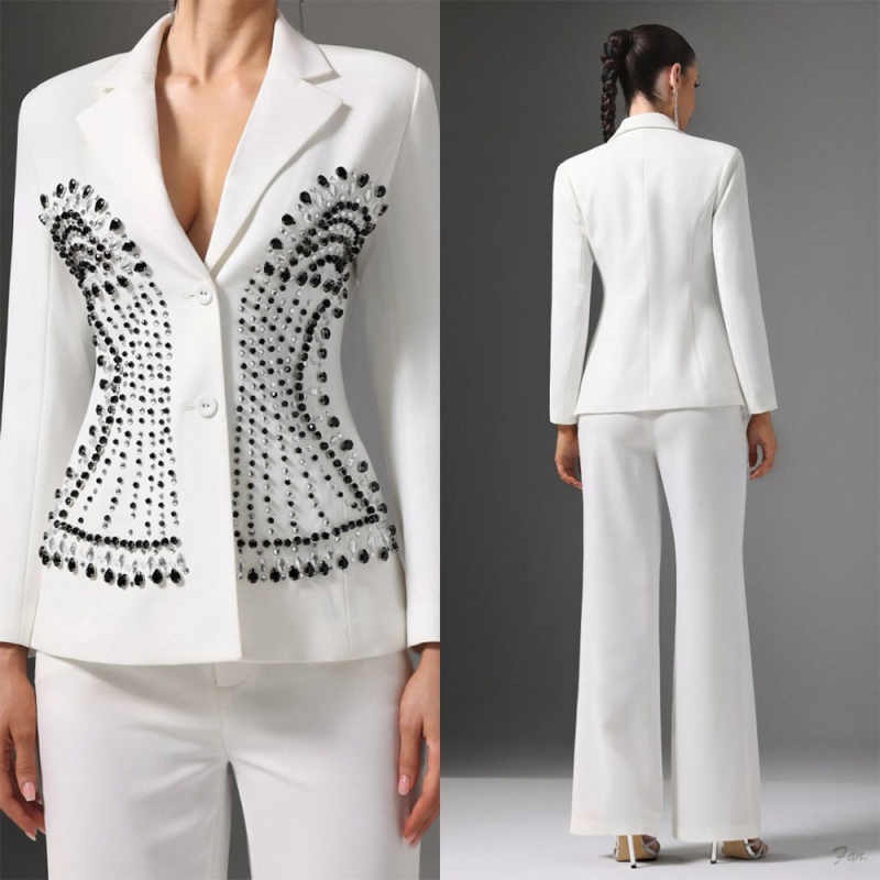 Gaun Blazer Wanita Putih Manik - Women Formal Wear Black And White ulasan dan harga