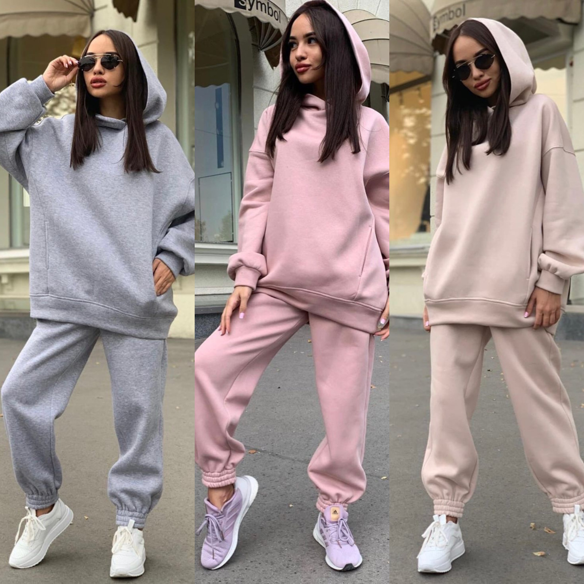 Set Hoodie Monokrom Berkerudun - Monochrome Suit Set ulasan dan harga